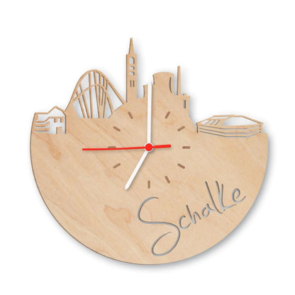 Wanduhr aus Holz Skyline Schalke