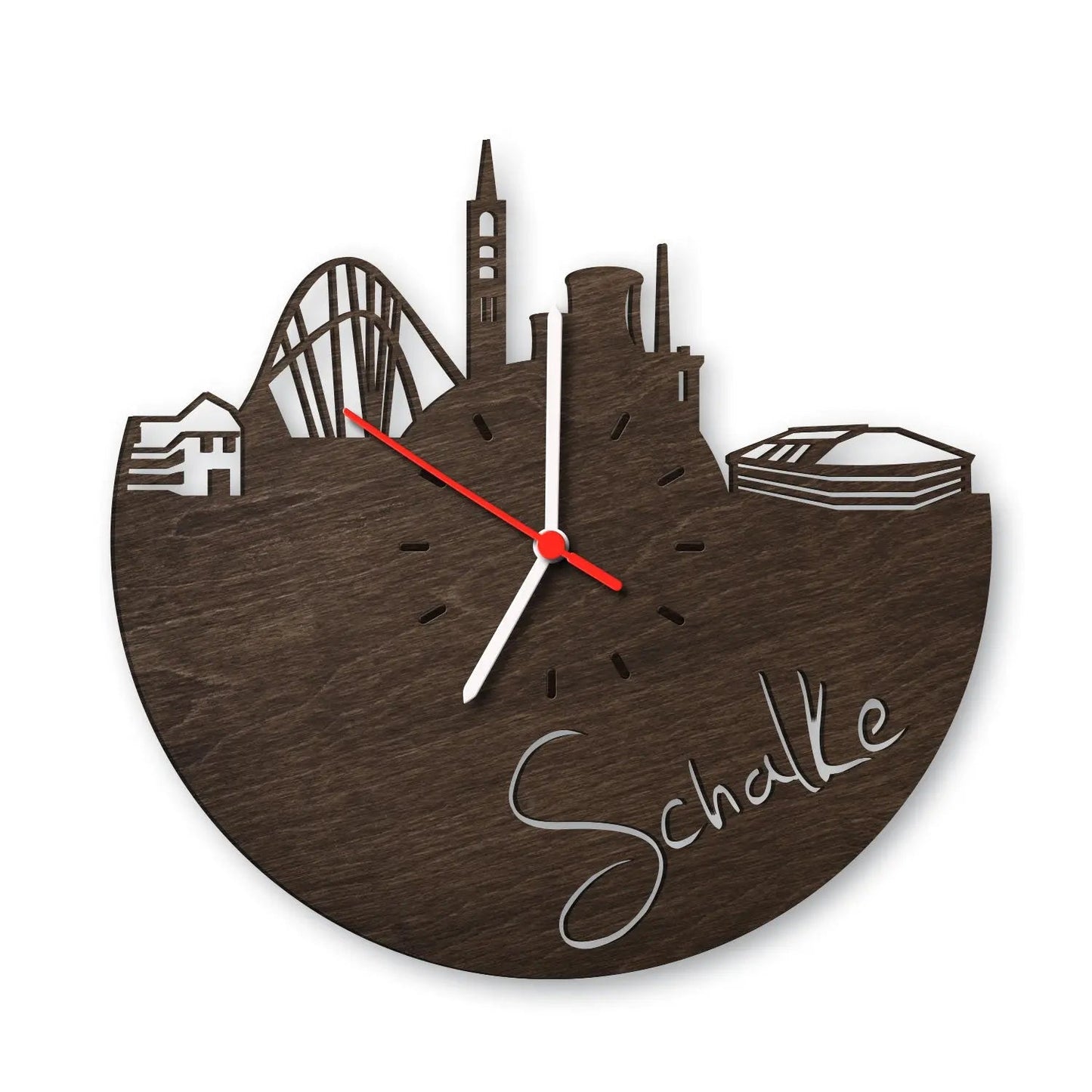 Wanduhr aus Holz Skyline Schalke