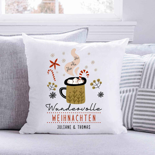 Bedrucktes Kissen Wundervolle Weihnachten mit Namen