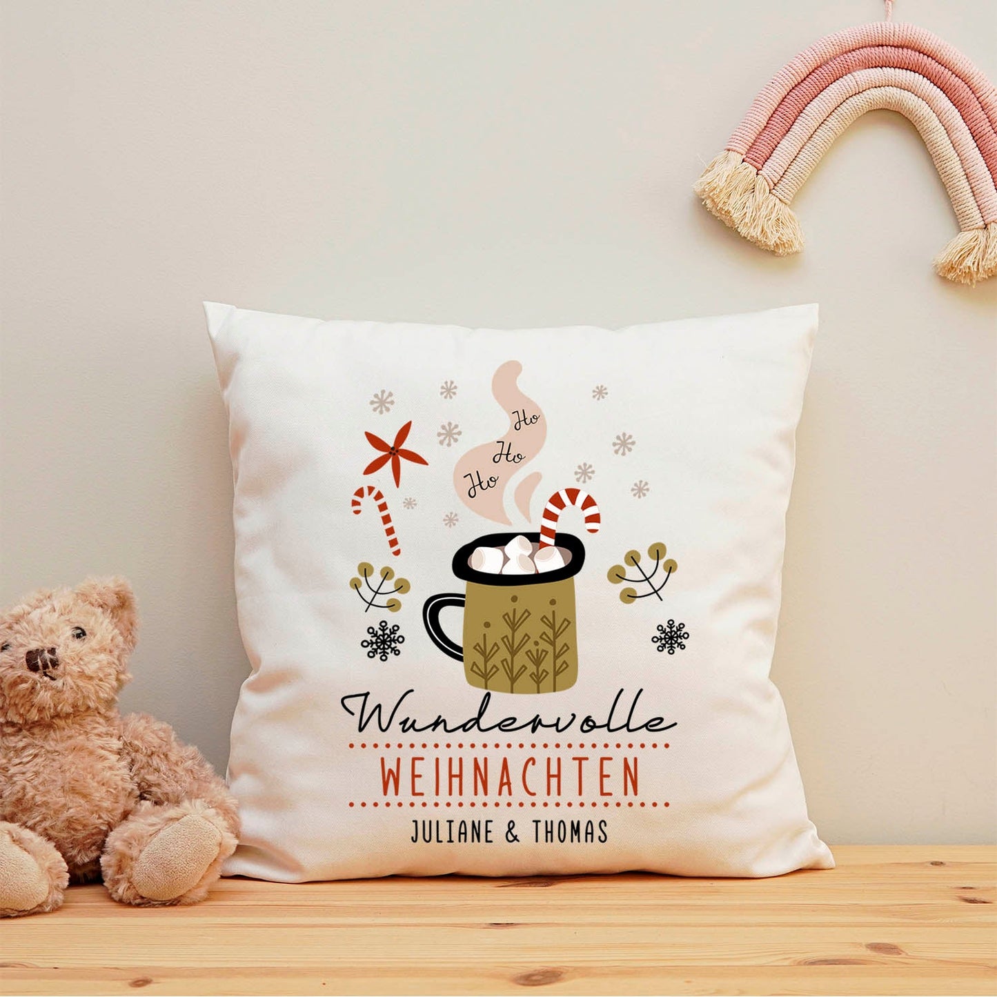 Bedrucktes Kissen Wundervolle Weihnachten mit Namen