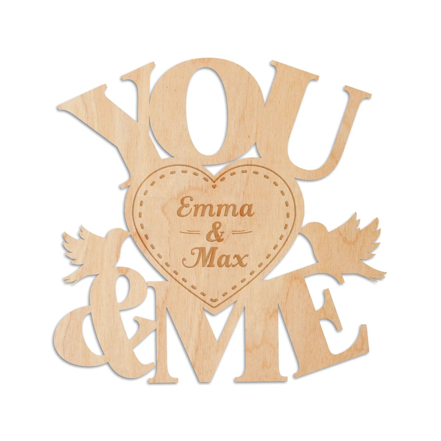 You and Me Holzschild mit Gravur