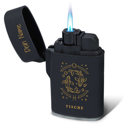 Personalisierbares Feuerzeug mit UV Druck - Jet Flamme - Nachfüllbar - Sternzeichen Design