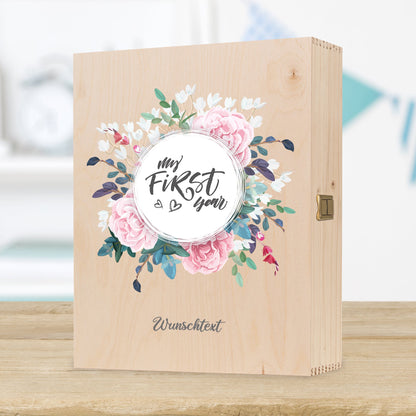 Bedruckte Holzkiste für Kinder - im My first Year Design