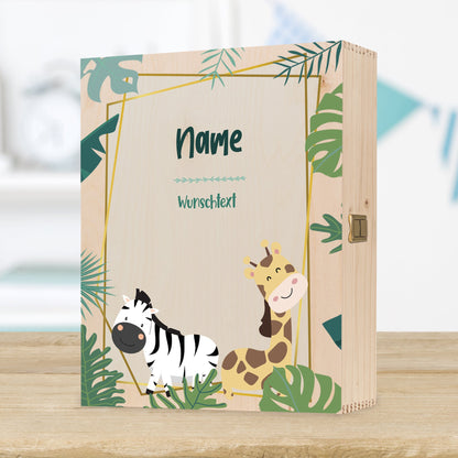 Bedruckte Holzkiste für Kinder - im Dschungel Design