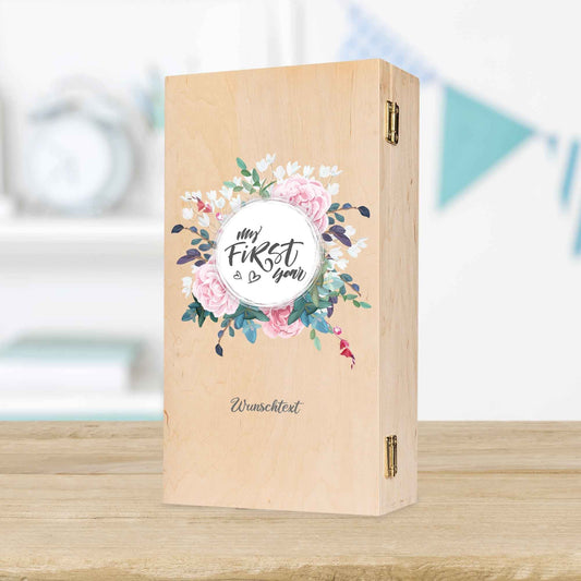 Bedruckte Holzkiste für Kinder - im My first Year Design