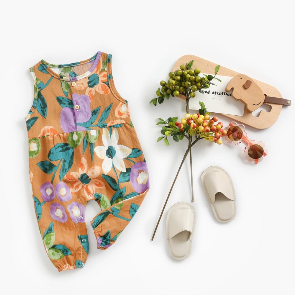 Sanlutoz Flowers Baby Girls Bodysuits Sleeveless Summer Baby Bodysuit - Meloni2