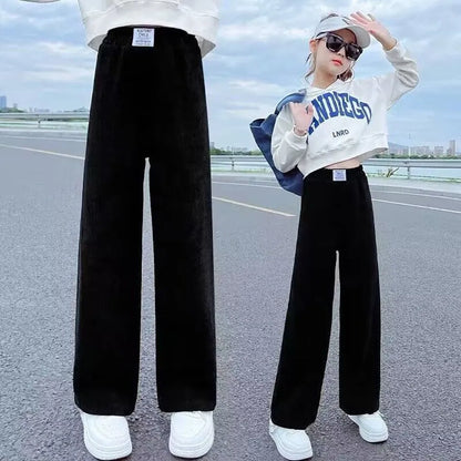 Girls Wide Leg Pants New Spring and Autumn Trendy Children's Corduroy - Meloni2