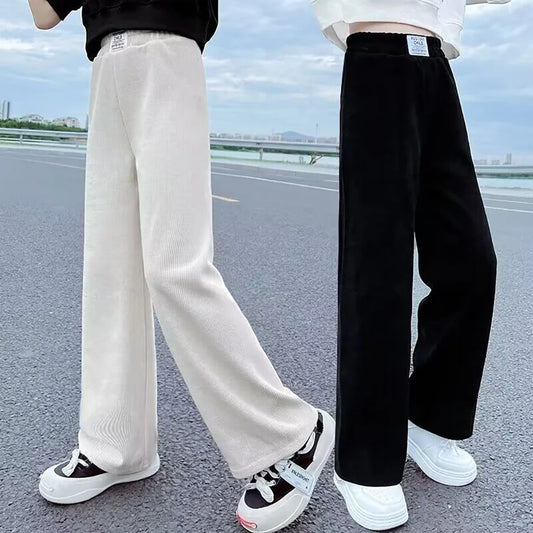 Girls Wide Leg Pants New Spring and Autumn Trendy Children's Corduroy - Meloni2