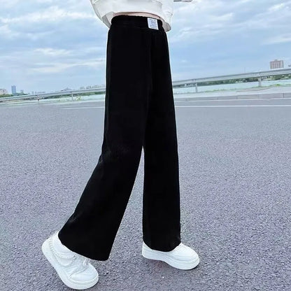 Girls Wide Leg Pants New Spring and Autumn Trendy Children's Corduroy - Meloni2