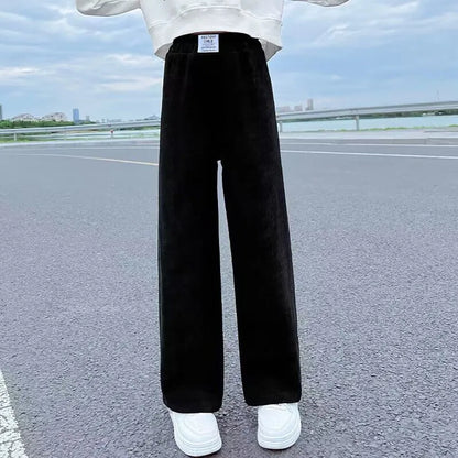 Girls Wide Leg Pants New Spring and Autumn Trendy Children's Corduroy - Meloni2