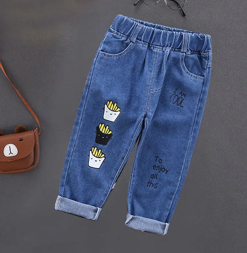 Spring Autumn Children Jeans  Boys Cotton Print Splice Stretch Denim - Meloni2