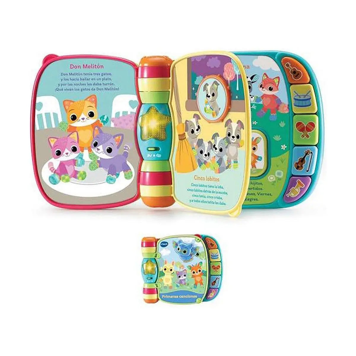 Hellbuntes interaktives babyspielzeug vtech libro musical mit cartoon-tieren und musikknöpfen 19 x 22 x 4 cm