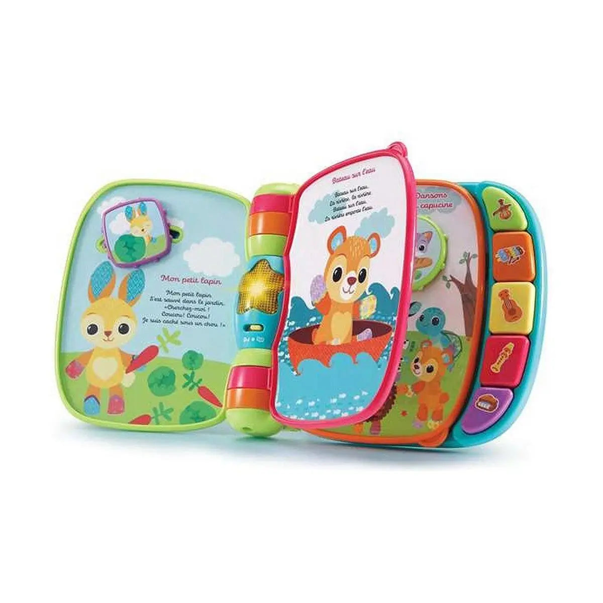 Brightly colored vtech baby spielzeug libro musical with cartoon animals and colorful buttons for early songs learning