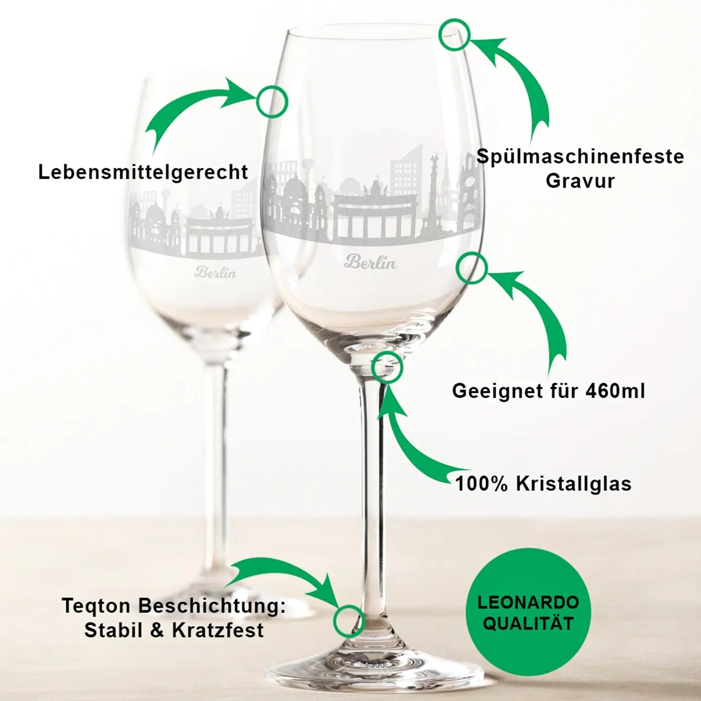 Leonardo Weingläser mit Skyline Berlin Gravur im Set