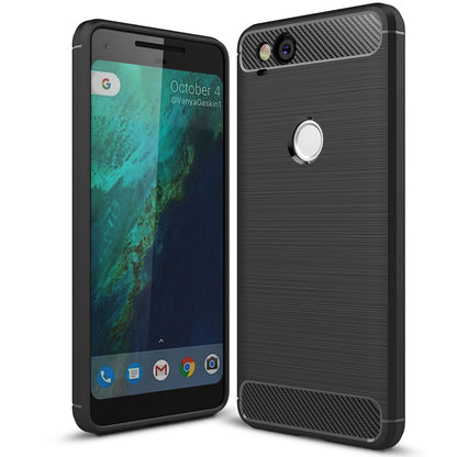 NALIA Silikonhülle für Google Pixel 2 – Rutschfest & Matt – VORTEX (Gebürstete Optik & Carbon Design) – Marke aus Berlin