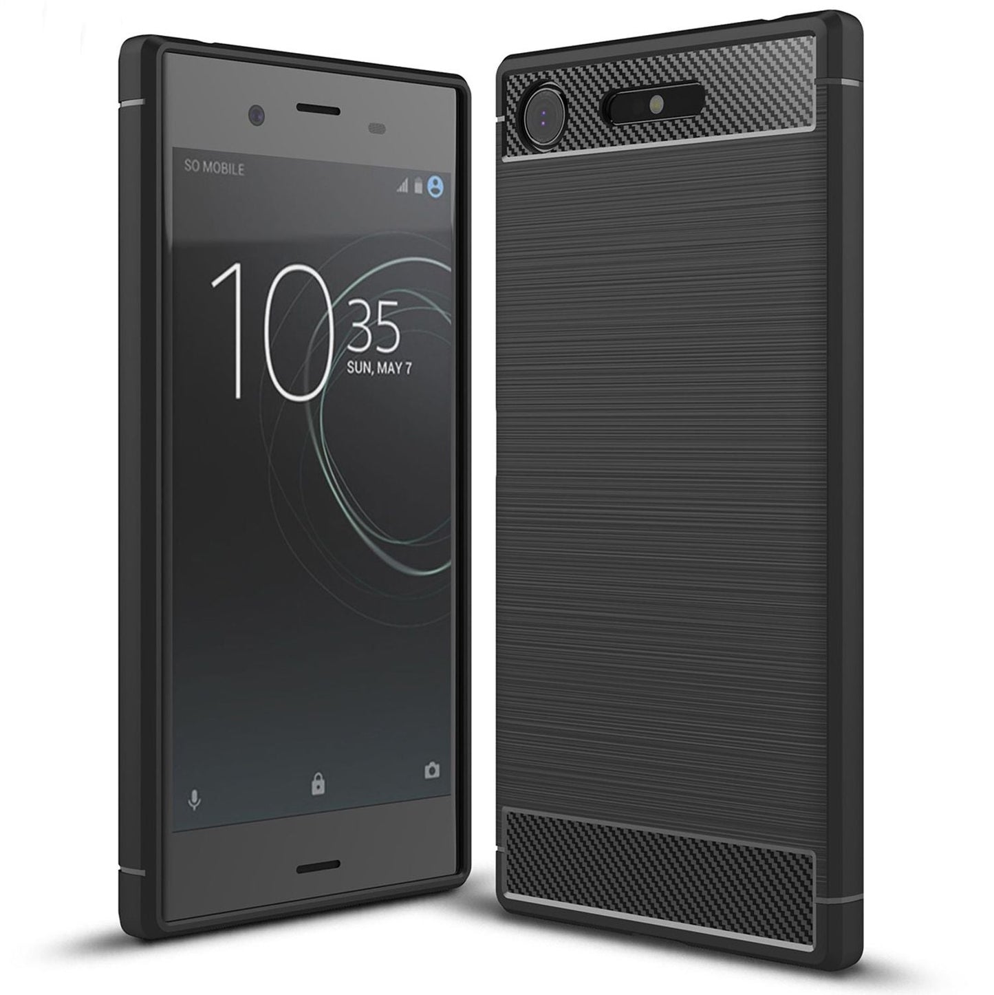 NALIA Silikonhülle für Sony Xperia XZ1 – Rutschfest & Matt – VORTEX (Gebürstete Optik & Carbon Design) – Marke aus Berlin