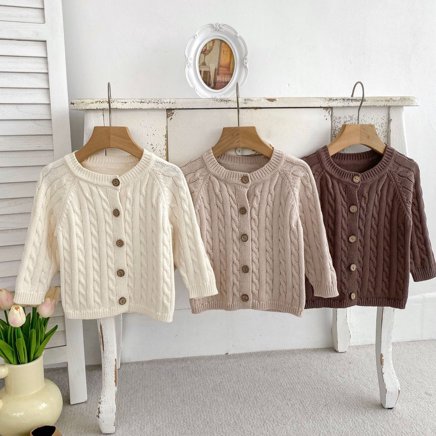 Autumn New Arrival Baby Kids Unisex Comfortable Solid Color Jacquard - Meloni2