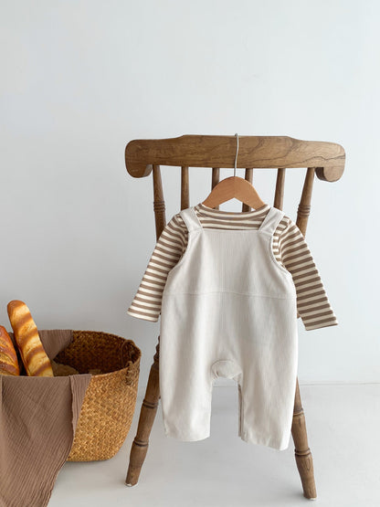 Infant Baby Bear Head Corduroy Combo Overalls In Sets - Meloni2