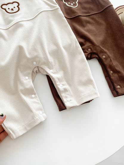 Infant Baby Bear Head Corduroy Combo Overalls In Sets - Meloni2