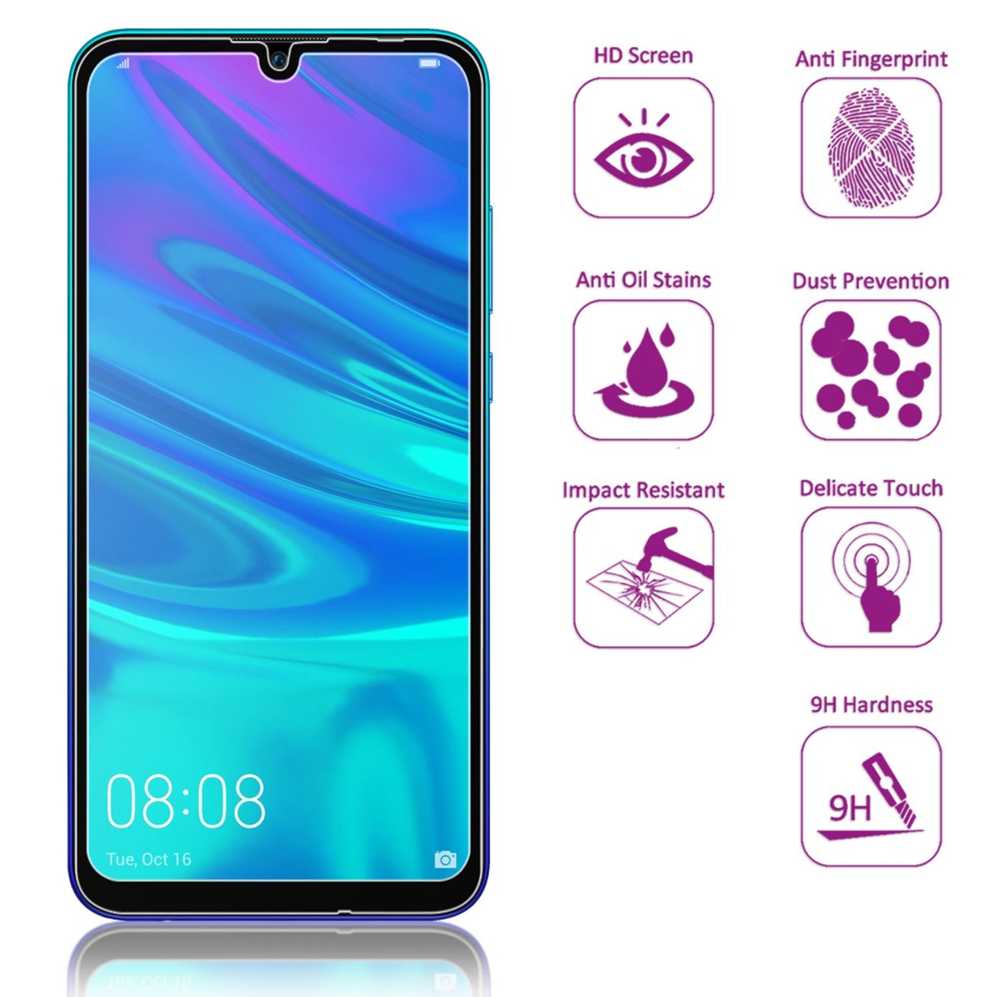 NALIA Schutzglas kompatibel mit Huawei P smart 2019, 9H HD Full-Cover Display Schutz Echt Glas-Folie, Handy Schutzfolie Bildschirm-Abdeckung Schutz-Film Screen Protector Tempered Glass - Transparent