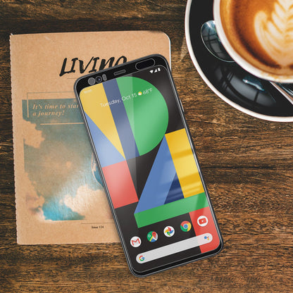 NALIA Schutzglas kompatibel mit Google Pixel 4 Glas, 9H Full-Cover Screen Display Schutz, Handy Schutzfolie Bildschirm-Abdeckung Schutz-Film Protector Tempered Glass Case Klar - Transparent Schwarz