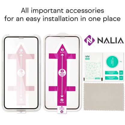 NALIA (2x) Glas & Applikator kompatibel mit iPhone 11 Pro Max/ Xs Max, 9H Full-Screen Schutzglas mit Schablone für einfache Installation, Handy Displayschutz Tempered Glass - Transparent (schwarz)