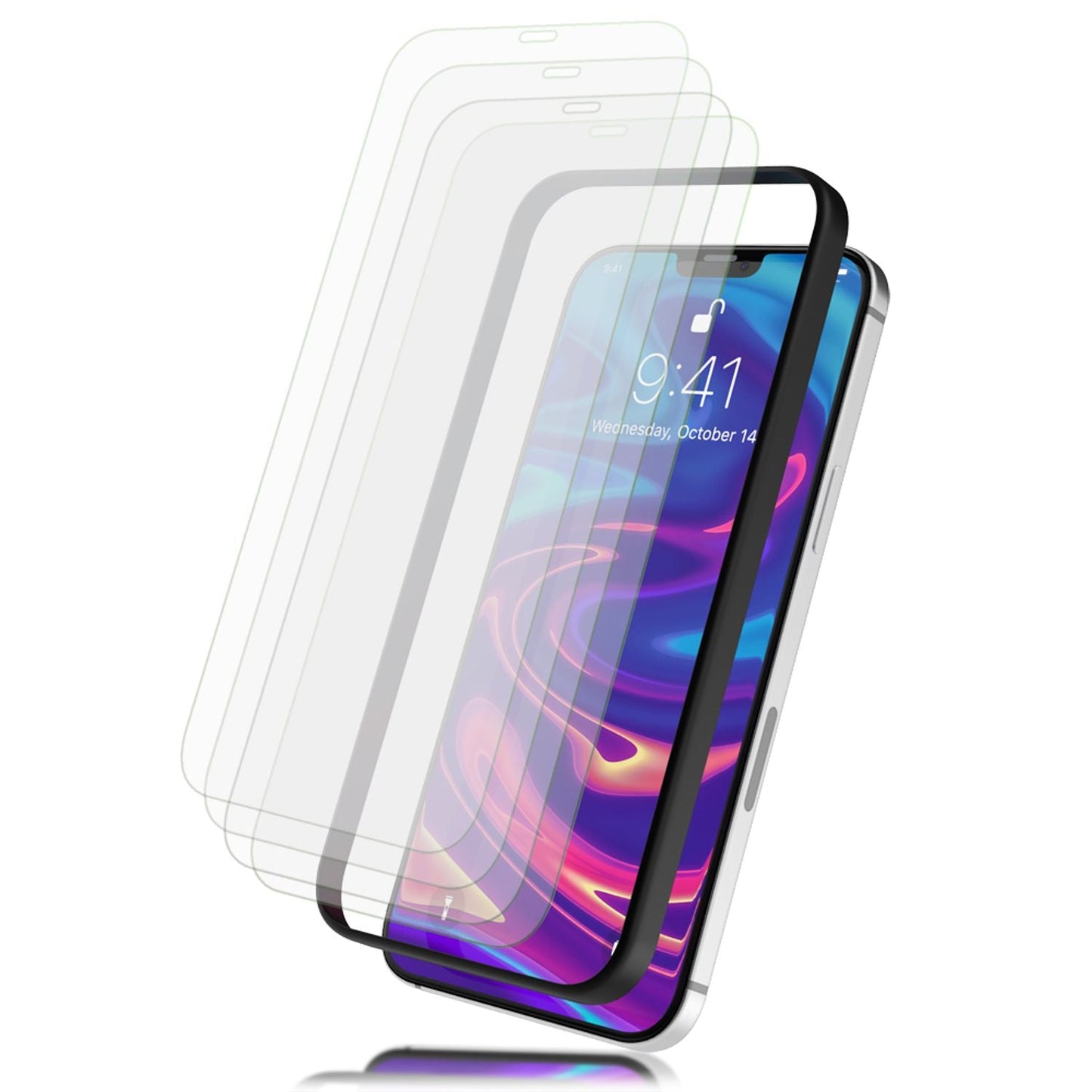 NALIA 4x Schutzglas & 1x Schablone - Set kompatibel mit iPhone 12 Mini Glas, 9H Full-Screen Glasfolie [Case-Friendly] mit Applikator, einfache Installation, hoher Handy Displayschutz - Transparent