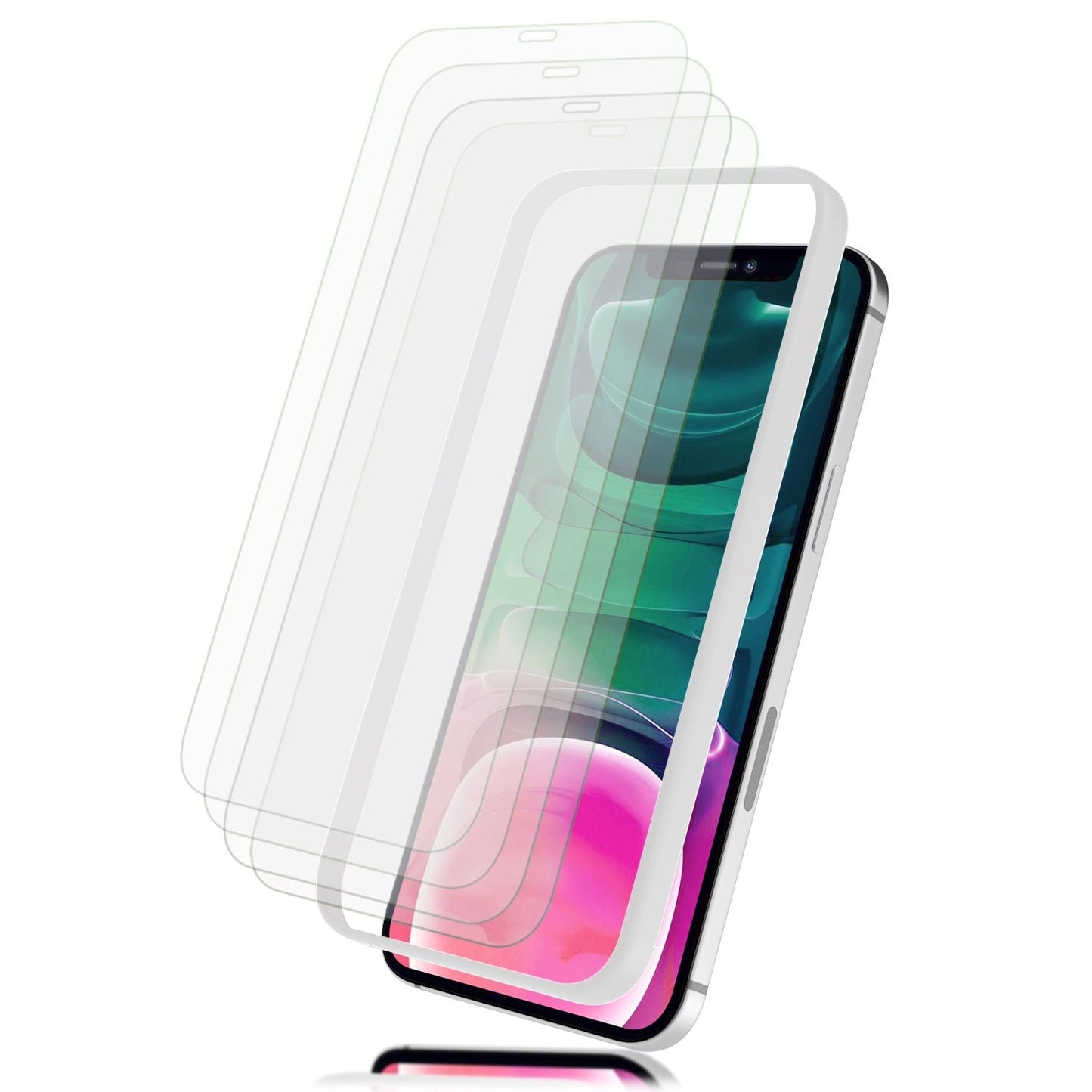 NALIA 4x Schutzglas & 1x Schablone - Set kompatibel mit iPhone 13/ iPhone 13 Pro Glas, 9H Full-Screen Glasfolie [Case-Friendly] mit Applikator einfache Installation, Handy Displayschutz - Transparent