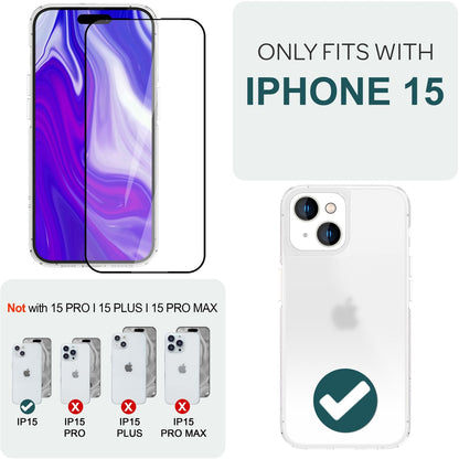 NALIA 2x Schutzglas & 1x Schablone - Set kompatibel mit iPhone 15 Glas, 9H Full-Screen Glasfolie [Case-Friendly] mit Applikator, einfache Installation, Transparenter Displayschutz mit schwarzem Rand