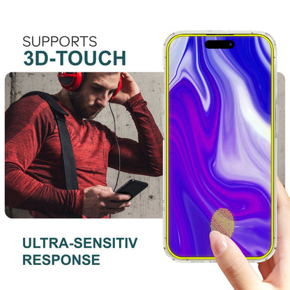 NALIA 2x Schutzglas & 1x Schablone - Set kompatibel mit iPhone 15 Pro Max Glas, 9H Full-Screen Glasfolie [Case-Friendly] Applikator einfache Installation, Displayschutz Transparent mit schwarzem Rand