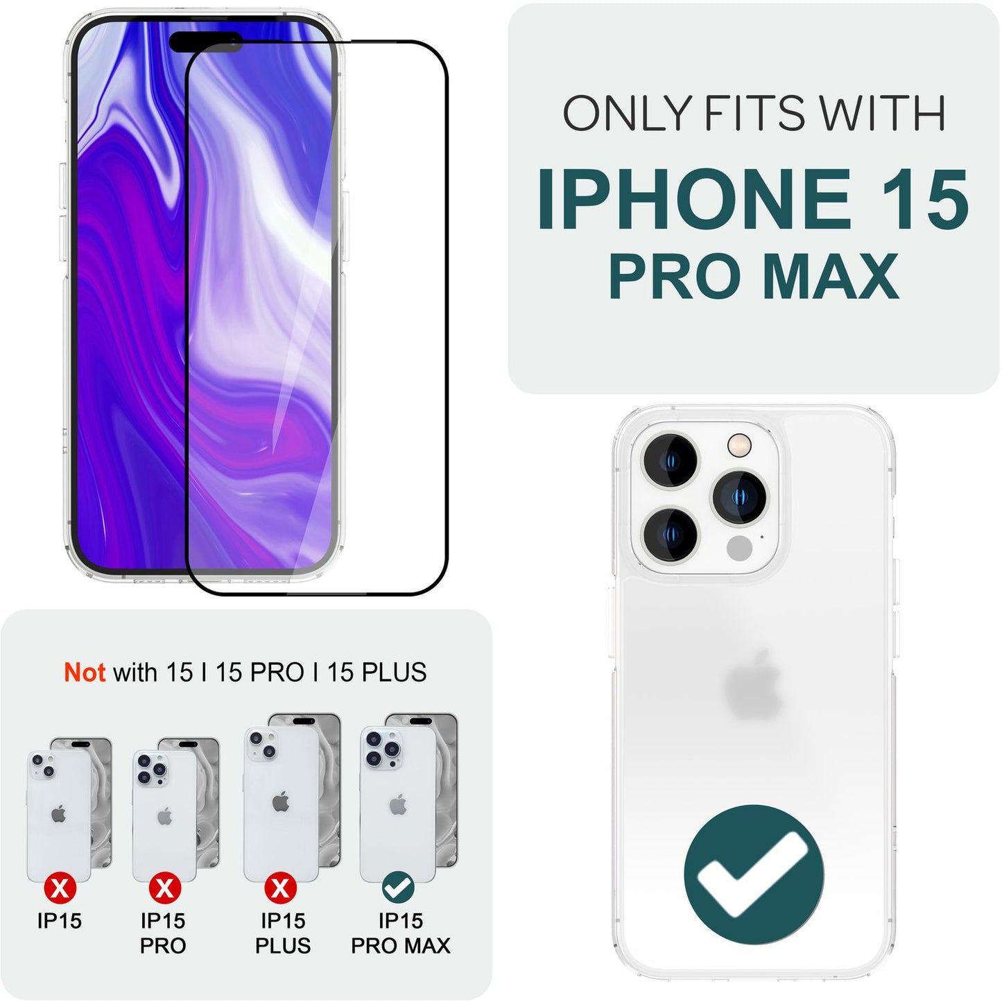 NALIA 2x Schutzglas & 1x Schablone - Set kompatibel mit iPhone 15 Pro Max Glas, 9H Full-Screen Glasfolie [Case-Friendly] Applikator einfache Installation, Displayschutz Transparent mit schwarzem Rand