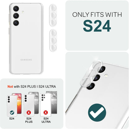 NALIA [2 Stück] Kamera-Schutzglas kompatibel mit Samsung Galaxy S24 Glas, Klarer Robuster Linsen-Schutz für Rückkamera, Gehärtete Glasfolie mit Zwischenraum-Abdeckung, Transparenter Kameraschutz