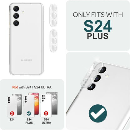 NALIA [2 Stück] Kamera-Schutzglas kompatibel mit Samsung Galaxy S24 Plus Glas, Klarer Robuster Linsen-Schutz für Rückkamera, Gehärtete Glasfolie mit Zwischenraum-Abdeckung, Anti-Gelb Kameraschutz