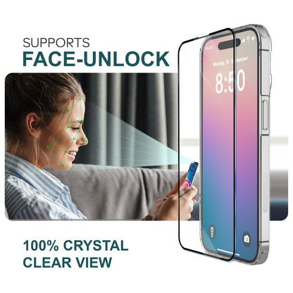 NALIA Set [3-in-1] 2x Schutzglas & 1x Rahmen kompatibel mit iPhone 16 Pro Max Glas, Klar Panzer-Glas 9H Full Screen-Protector Gehärtete Glasfolie Display-Schutz & Zubehör für Einfache Installation