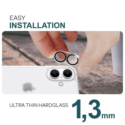 NALIA 2x Kamera-Schutzglas kompatibel mit iPhone 16 Glas, Klarer Linsen-Schutz für Rückkamera, Kameraglas 9H Tempered Glass Protector Glasfolie mit Zwischenraum-Abdeckung, Kameraschutz Transparent