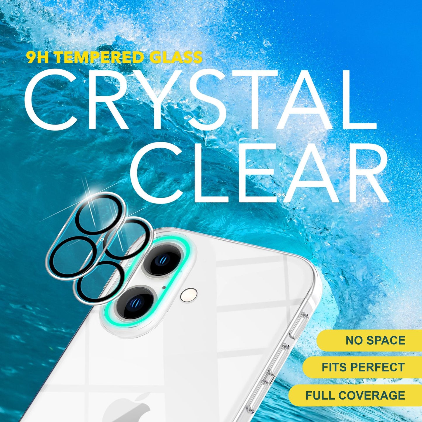 NALIA 2x Kamera-Schutzglas kompatibel mit iPhone 16 Glas, Klarer Linsen-Schutz für Rückkamera, Kameraglas 9H Tempered Glass Protector Glasfolie mit Zwischenraum-Abdeckung, Kameraschutz Transparent