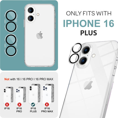 NALIA 2x Kamera-Schutzglas kompatibel mit iPhone 16 Plus Glas, Klarer Linsen-Schutz für Rückkamera, Kameraglas 9H Tempered Glass Protector Glasfolie Zwischenraum-Abdeckung, Kameraschutz Transparent