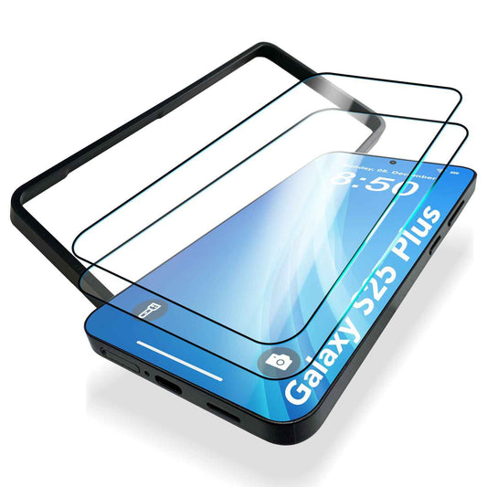 NALIA 2x Schutzglas für Samsung Galaxy S25 Plus – Montagerahmen & 9H Full-Screen – ARMORGLASSX PRO (Glasfolie Transparent & Case-Friendly) – Marke aus Berlin