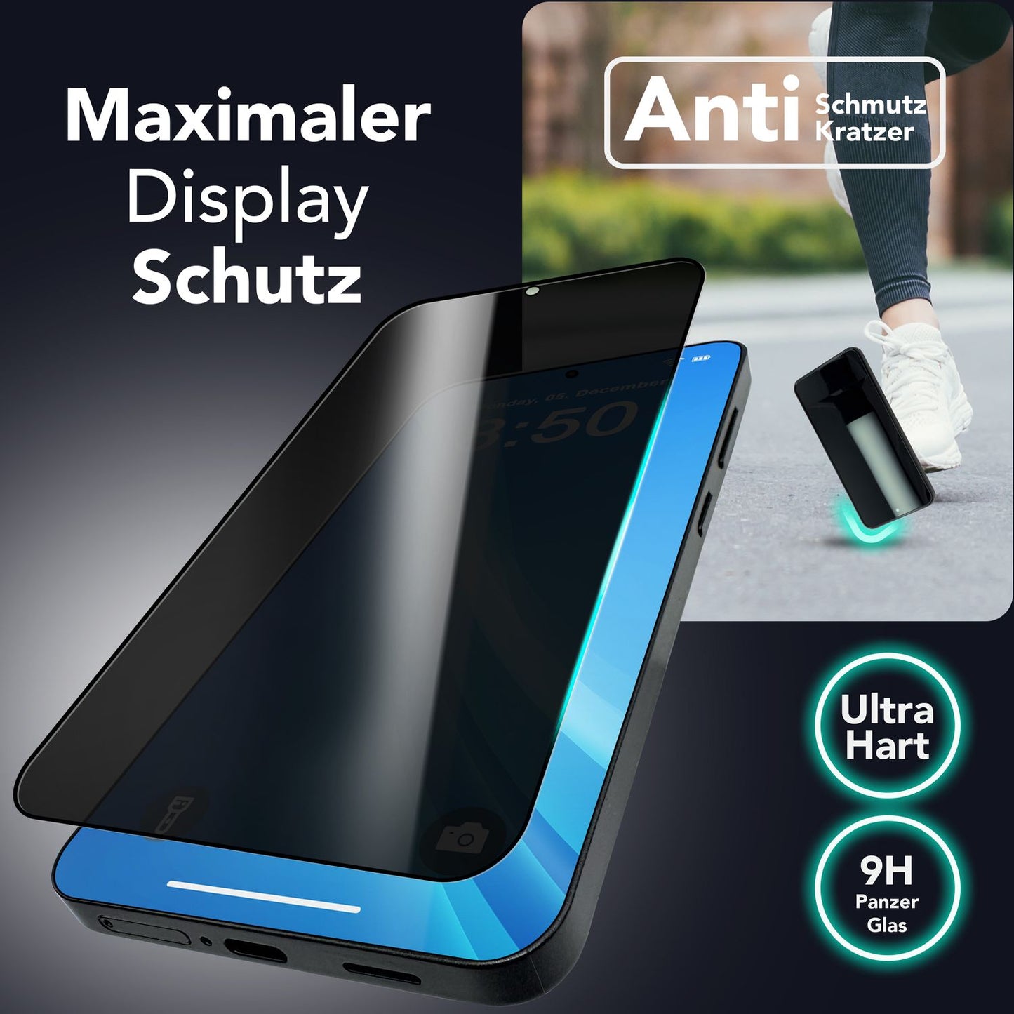 NALIA Privacy Blickschutzglas für Samsung Galaxy S25 – Inkl. Montagerahmen & 9H Härte – ANTISPYX PRO (Anti-Spy Displayschutz Full-Cover) – Marke aus Berlin