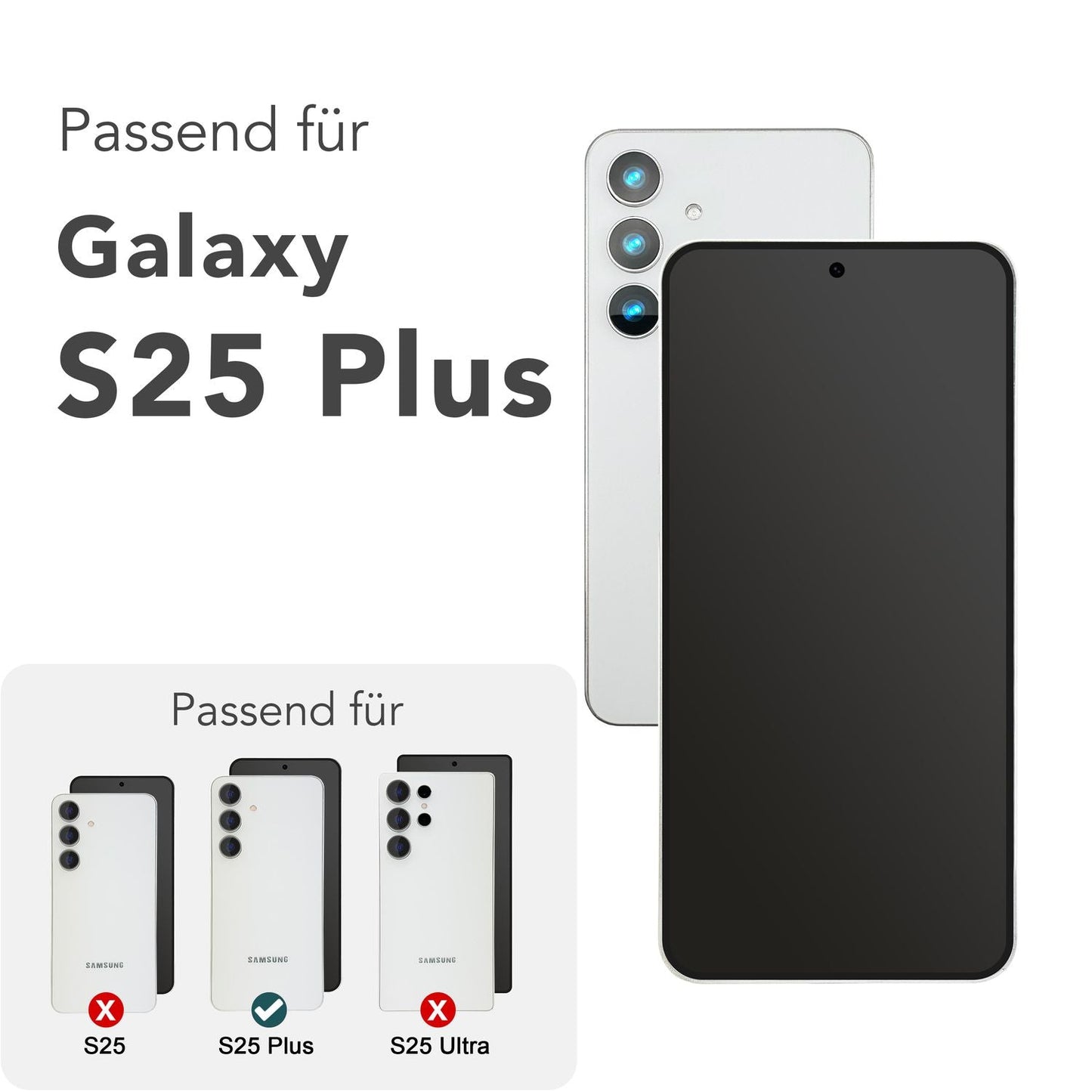 NALIA Privacy Blickschutzglas für Samsung Galaxy S25 Plus – Inkl. Montagerahmen & 9H Härte – ANTISPYX PRO (Anti-Spy Displayschutz Full-Cover) – Marke aus Berlin