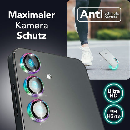 NALIA Glas Kameraschutzringe für Samsung Galaxy S25 – Linsenschutz & Case Friendly – FOCUS.PRO CLX (9H Härtegrad & Montagerahmen) – Marke aus Berlin