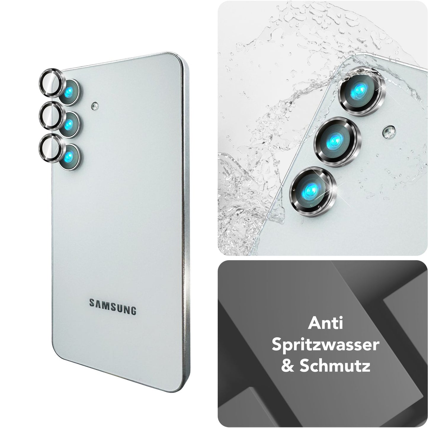 NALIA Glas Kameraschutzringe für Samsung Galaxy S25 Plus – Linsenschutz & Case Friendly – FOCUS.PRO CLX (9H Härtegrad & Montagerahmen) – Marke aus Berlin