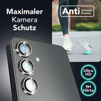 NALIA Glas Kameraschutzringe für Samsung Galaxy S25 Plus – Linsenschutz & Case Friendly – FOCUS.PRO CLX (9H Härtegrad & Montagerahmen) – Marke aus Berlin
