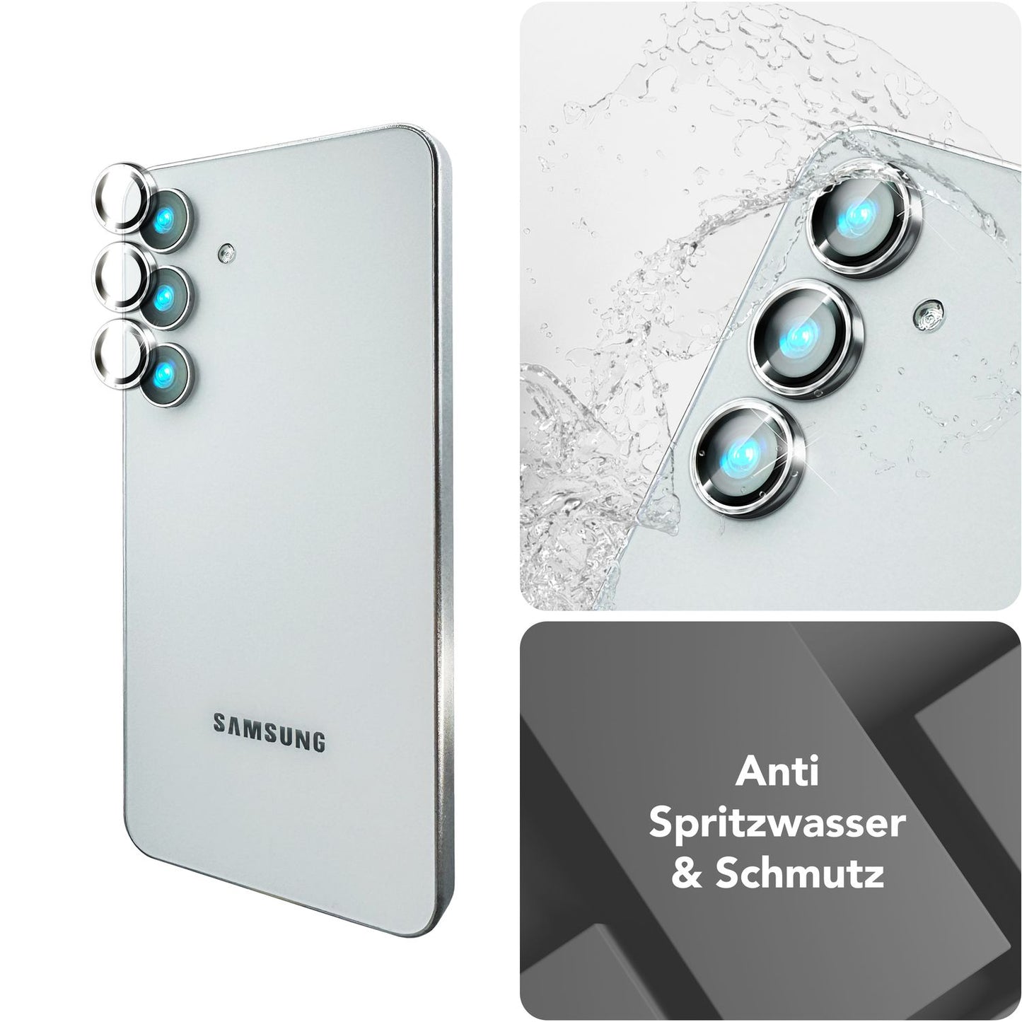 NALIA Glas Kameraschutzringe für Samsung Galaxy S25 Plus – Linsenschutz & Case Friendly – FOCUS.PRO CLX (9H Härtegrad & Montagerahmen) – Marke aus Berlin