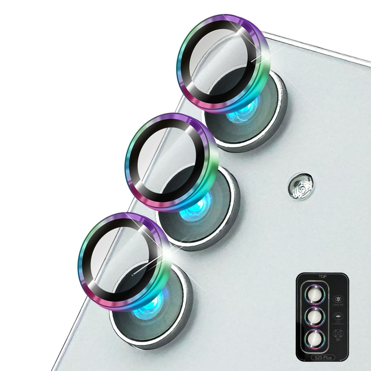 NALIA Glas Kameraschutzringe für Samsung Galaxy S25 Plus – Linsenschutz & Case Friendly – FOCUS.PRO CLX (9H Härtegrad & Montagerahmen) – Marke aus Berlin
