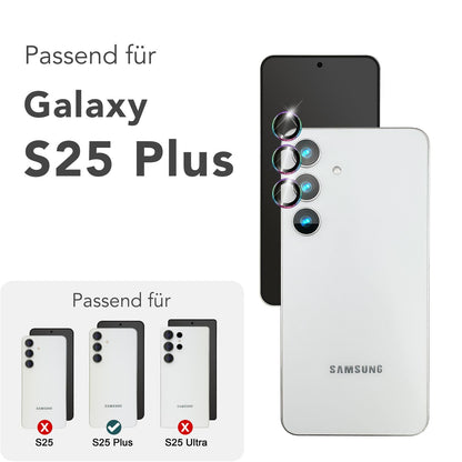 NALIA Glas Kameraschutzringe für Samsung Galaxy S25 Plus – Linsenschutz & Case Friendly – FOCUS.PRO CLX (9H Härtegrad & Montagerahmen) – Marke aus Berlin