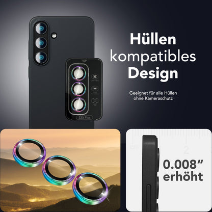 NALIA Glas Kameraschutzringe für Samsung Galaxy S25 Plus – Linsenschutz & Case Friendly – FOCUS.PRO CLX (9H Härtegrad & Montagerahmen) – Marke aus Berlin