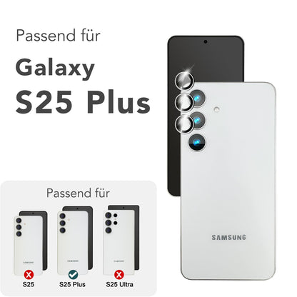 NALIA Glas Kameraschutzringe für Samsung Galaxy S25 Plus – Linsenschutz & Case Friendly – FOCUS.PRO CLX (9H Härtegrad & Montagerahmen) – Marke aus Berlin