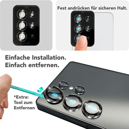 NALIA Glas Kameraschutzringe für Samsung Galaxy S25 Ultra – Linsenschutz & Case Friendly – FOCUS.PRO CLX (9H Härtegrad & Montagerahmen) – Marke aus Berlin