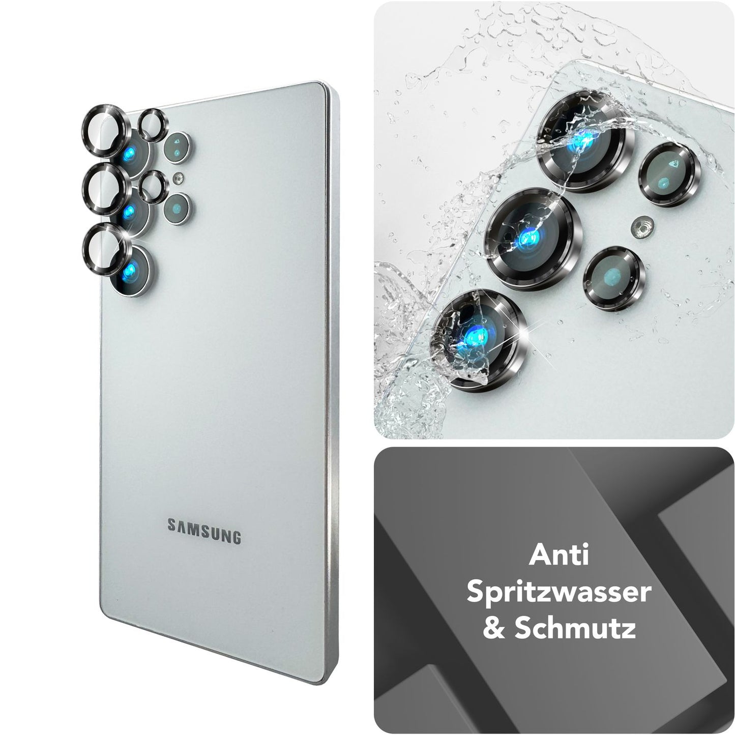 NALIA Glas Kameraschutzringe für Samsung Galaxy S25 Ultra – Linsenschutz & Case Friendly – FOCUS.PRO CLX (9H Härtegrad & Montagerahmen) – Marke aus Berlin